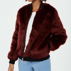 NEW Say What? Juniors Faux Fur Bomber Jacket M